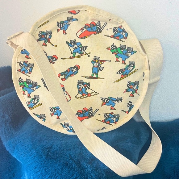 Vintage 1980 Lake Placid Roni Raccoon Olympic Canvas Bag - Picture 3 of 10